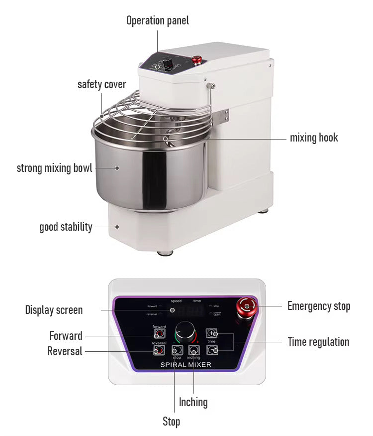 Pizza Dough Spiral Mixer 10L